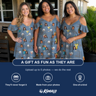 Friends in matching Women's Lounge Libations Custom Face Off-Shoulder Dress — a group gift photo