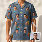 Man wearing Men's Lounge Libations Custom Face Hawaiian Shirt — custom faces printed all-over