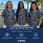 Friends in matching Women's Lounge Libations Custom Face Hawaiian Shirt — a group gift photo