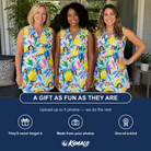Friends in matching Women's Citron Confetti Custom Face V-Neck Dress — a group gift photo