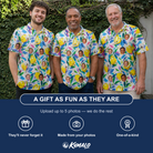 Friends in matching Men's Citron Confetti Custom Face Polo Shirt — a group gift photo