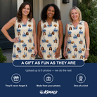 Friends in matching Women's Skipper Scooters Custom Face V-Neck Dress — a group gift photo