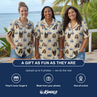 Friends in matching Women's Skipper Scooters Custom Face Hawaiian Shirt — a group gift photo