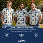 Friends in matching Men's Skipper Scooters Custom Face Polo Shirt — a group gift photo