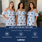 Friends in matching Women's Spoon Sizzle Custom Face Off-Shoulder Dress — a group gift photo