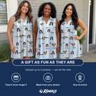 Friends in matching Women's Spoon Sizzle Custom Face V-Neck Dress — a group gift photo