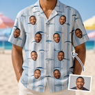Man wearing Men's Spoon Sizzle Custom Face Hawaiian Shirt — custom faces printed all-over