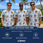 Friends in matching Men's Spoon Sizzle Custom Face Hawaiian Shirt — a group gift photo