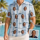 Man wearing Men's Spoon Sizzle Custom Face Polo Shirt — custom faces printed all-over