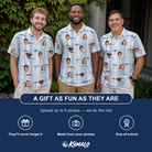 Friends in matching Men's Spoon Sizzle Custom Face Polo Shirt — a group gift photo