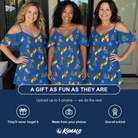 Friends in matching Women's Scale Mail Custom Face Off-Shoulder Dress — a group gift photo