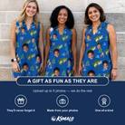 Friends in matching Women's Scale Mail Custom Face V-Neck Dress — a group gift photo
