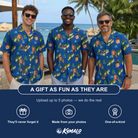 Friends in matching Men's Scale Mail Custom Face Hawaiian Shirt — a group gift photo