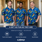 Friends in matching Men's Scale Mail Custom Face Polo Shirt — a group gift photo
