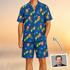 Man wearing Men's Scale Mail Custom Face Shirt & Shorts Set — custom faces printed all-over