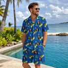 Real-life photo of someone wearing Men's Scale Mail Custom Face Shirt & Shorts Set — custom faces printed all-over