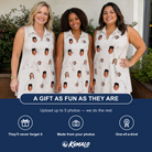 Friends in matching Women's Fishing Frenzy Custom Face V-Neck Dress — a group gift photo
