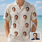 Man wearing Men's Fishing Frenzy Custom Face Hawaiian Shirt — custom faces printed all-over