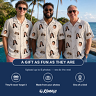 Friends in matching Men's Fishing Frenzy Custom Face Hawaiian Shirt — a group gift photo