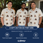 Friends in matching Men's Fishing Frenzy Custom Face Polo Shirt — a group gift photo