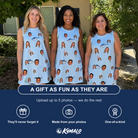 Friends in matching Women's Pelagic Prowess Custom Face Tank Dress — a group gift photo