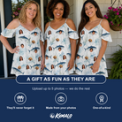 Friends in matching Women's Castaway Catch Custom Face Off-Shoulder Dress — a group gift photo