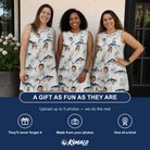 Friends in matching Women's Castaway Catch Custom Face Tank Dress — a group gift photo