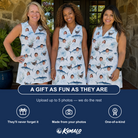 Friends in matching Women's Castaway Catch Custom Face V-Neck Dress — a group gift photo