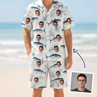 Man wearing Men's Castaway Catch Custom Face Shirt & Shorts Set — custom faces printed all-over