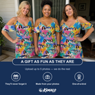 Friends in matching Women's Sushi Safari Custom Face Off-Shoulder Dress — a group gift photo