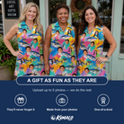 Friends in matching Women's Sushi Safari Custom Face V-Neck Dress — a group gift photo