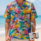 Man wearing Men's Sushi Safari Custom Face Hawaiian Shirt — custom faces printed all-over