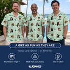 Friends in matching Men's Hole Hilarity Custom Face Hawaiian Shirt — a group gift photo