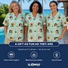 Friends in matching Women's Hole Hilarity Custom Face Hawaiian Shirt — a group gift photo
