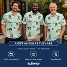 Friends in matching Men's Hole Hilarity Custom Face Polo Shirt — a group gift photo