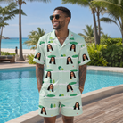 Real-life photo of someone wearing Men's Hole Hilarity Custom Face Shirt & Shorts Set — custom faces printed all-over