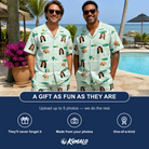 Friends in matching Men's Hole Hilarity Custom Face Shirt & Shorts Set — a group gift photo