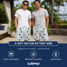 Friends in matching Men's Green Glory Custom Face Beach Shorts — a group gift photo