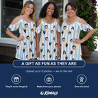 Friends in matching Women's Green Glory Custom Face Off-Shoulder Dress — a group gift photo