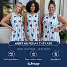 Friends in matching Women's Green Glory Custom Face V-Neck Dress — a group gift photo