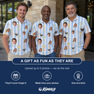 Friends in matching Men's Green Glory Custom Face Polo Shirt — a group gift photo