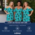 Friends in matching Women's Cartel Classics Custom Face Off-Shoulder Dress — a group gift photo