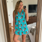 Real-life photo of someone wearing Women's Cartel Classics Custom Face V-Neck Dress — custom faces printed all-over