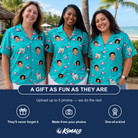 Friends in matching Women's Cartel Classics Custom Face Hawaiian Shirt — a group gift photo