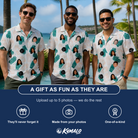 Friends in matching Men's Handicap Hilarity Custom Face Hawaiian Shirt — a group gift photo