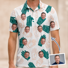 Man wearing Men's Handicap Hilarity Custom Face Polo Shirt — custom faces printed all-over