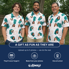 Friends in matching Men's Handicap Hilarity Custom Face Polo Shirt — a group gift photo