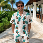 Real-life photo of someone wearing Men's Handicap Hilarity Custom Face Shirt & Shorts Set — custom faces printed all-over