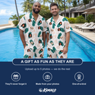 Friends in matching Men's Handicap Hilarity Custom Face Shirt & Shorts Set — a group gift photo