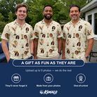 Friends in matching Men's Champion Chalices Custom Face Polo Shirt — a group gift photo
